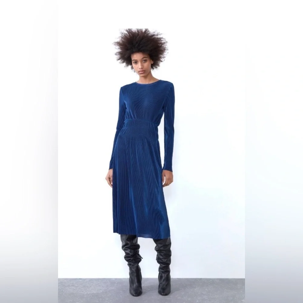 zara pleated dress blue Sky Blue Satin Prom Dress with Rhinestone Bodice and Back Bow – AS005 –  Viniodress main image 1
